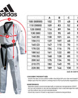 White karate uniform with black belt, adidas Taekwondo Eco Fighter.