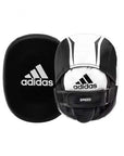 Black and white Adidas boxing mitt with cowhide leather.