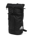 Black Adidas military sack bag with zipper and a crossbody strap.