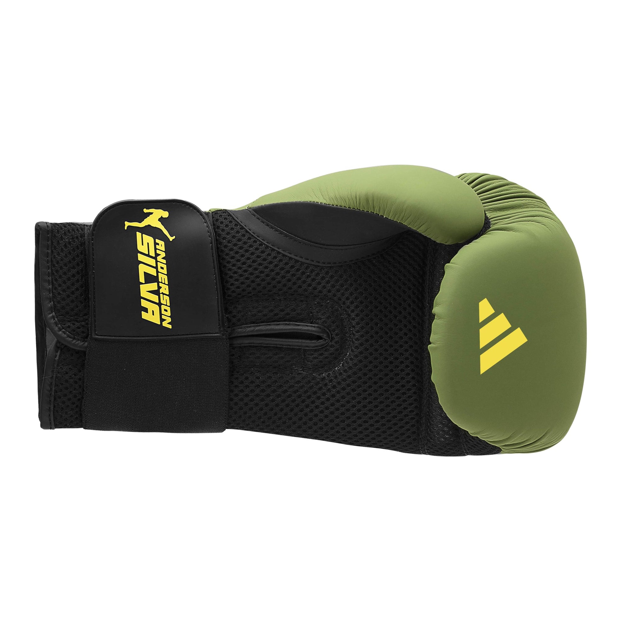 Black and green boxing glove by Adidas x Anderson Silva.