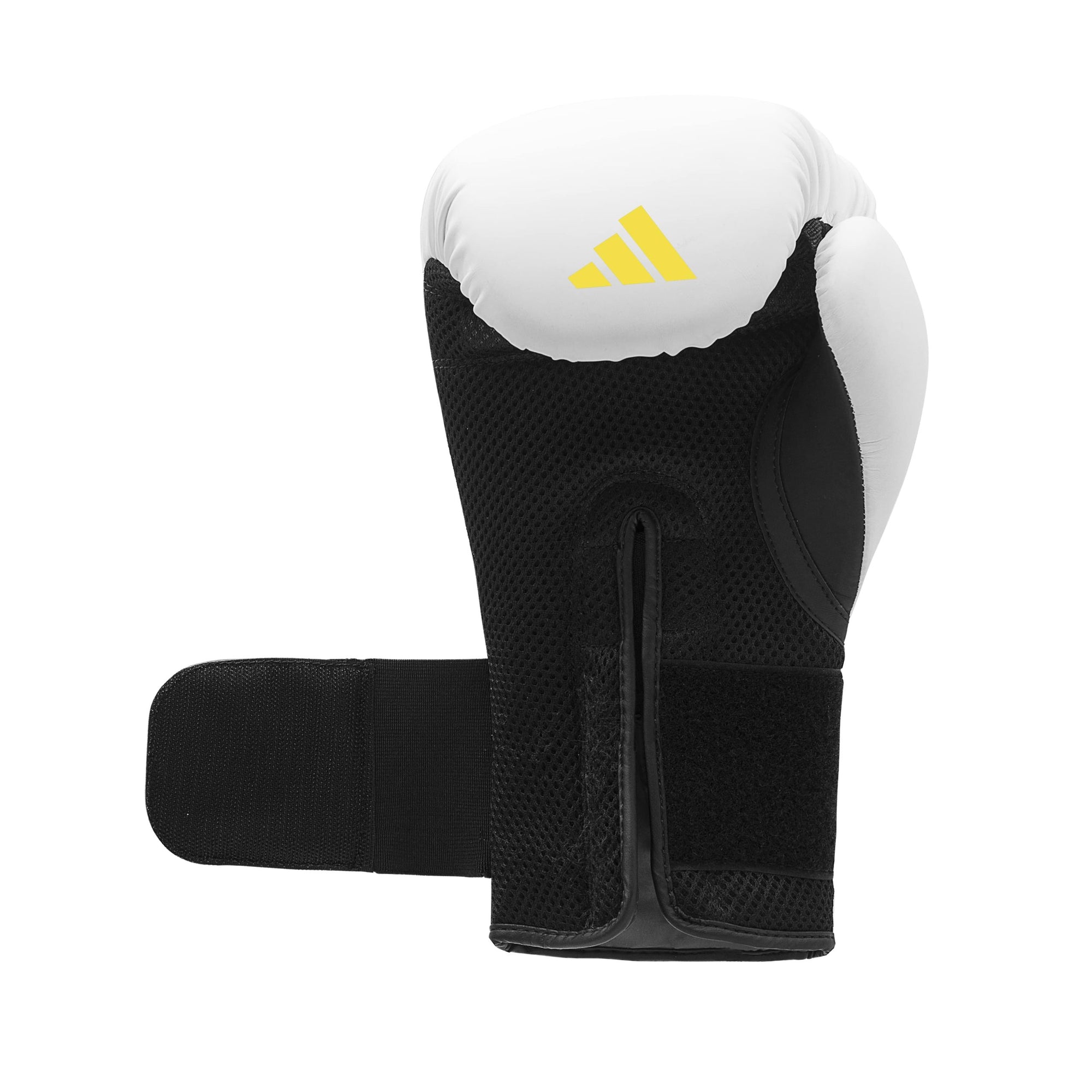 Black and white boxing glove, side view from Adidas x Anderson Silva.