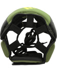 Green and black Adidas x Anderson Silva boxing helmet.