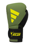 Green and black MMA boxing glove with yellow accents.