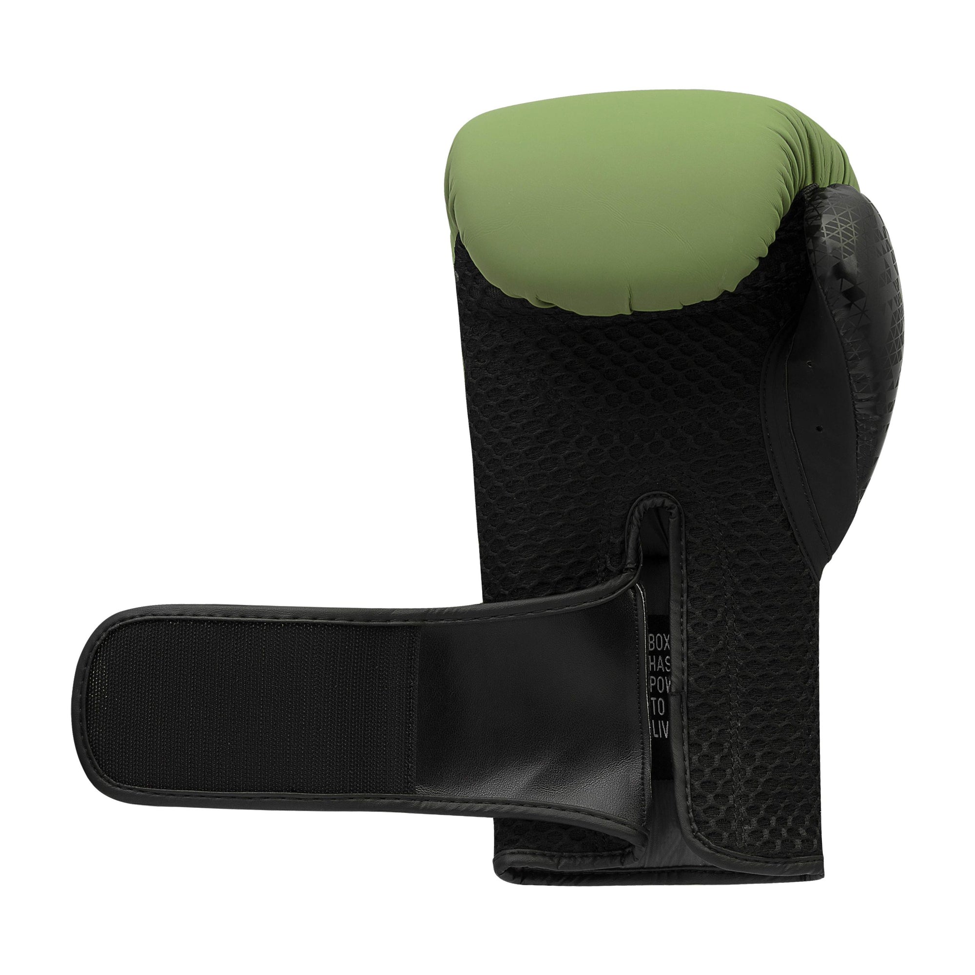 Adidas boxing glove in black and green, 16 oz size.