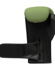 Adidas boxing glove in black and green, 16 oz size.