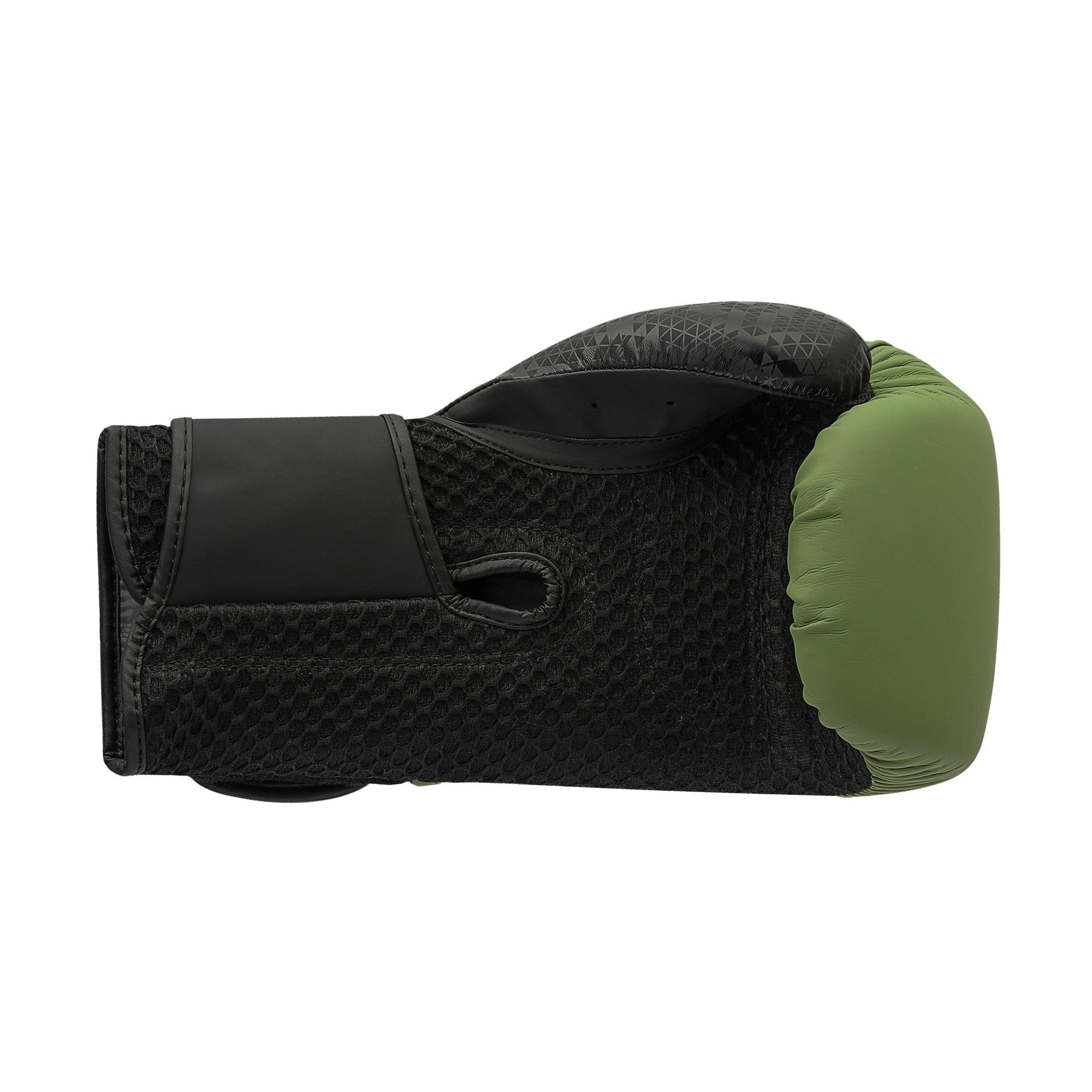 Adidas boxing glove in black and green, 10 oz size.