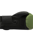 Adidas boxing glove in black and green, 10 oz size.