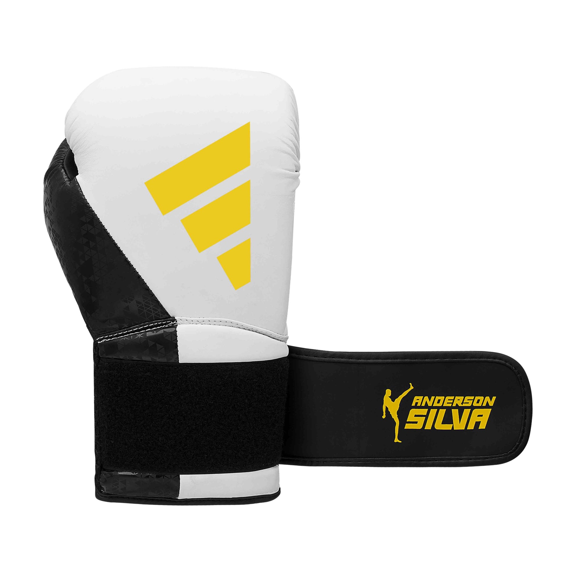 Adidas x Anderson Silva black and white boxing glove.