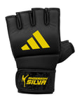 Black and yellow Adidas boxing glove.