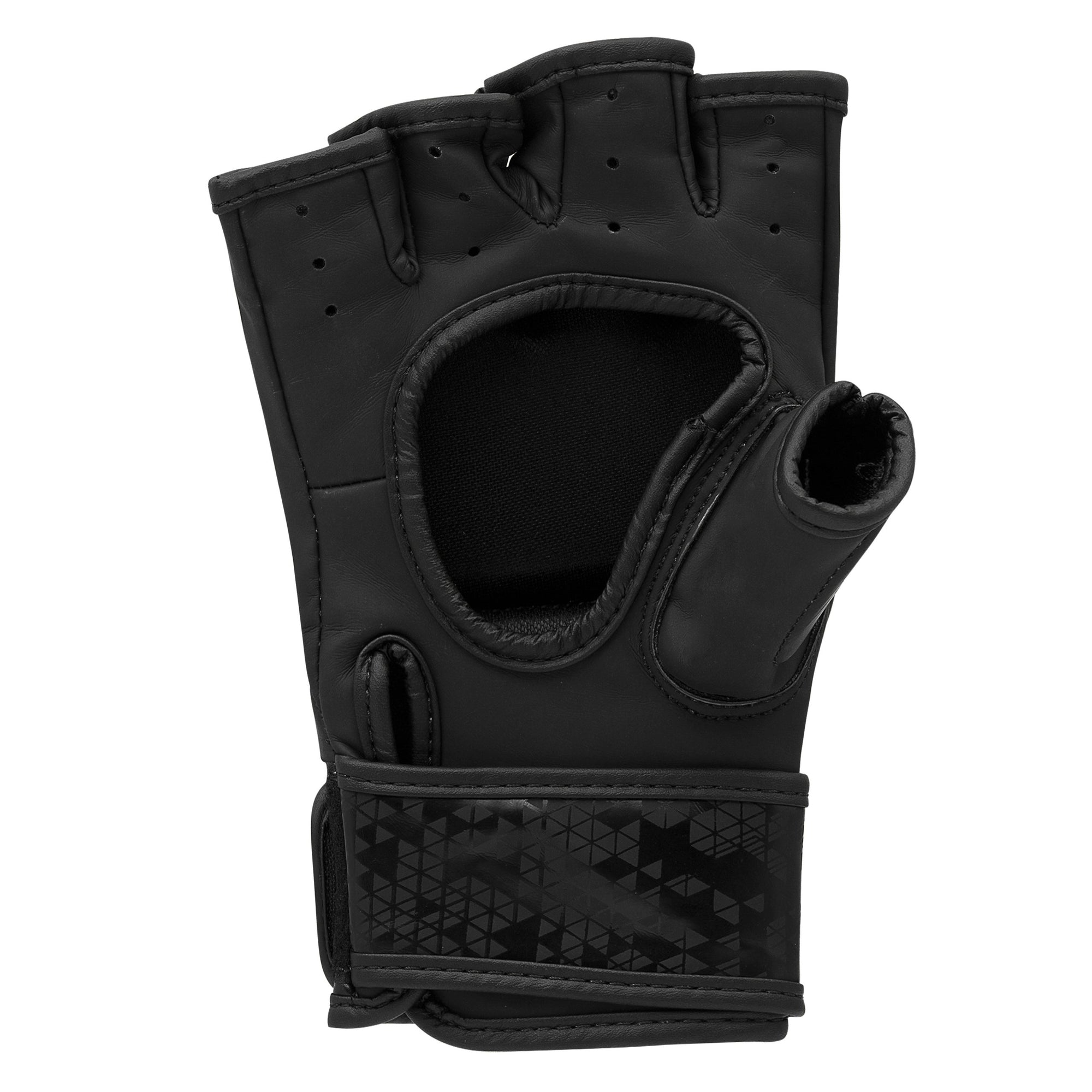 Black glove with slim finger design.