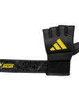 Black and yellow Adidas training glove.