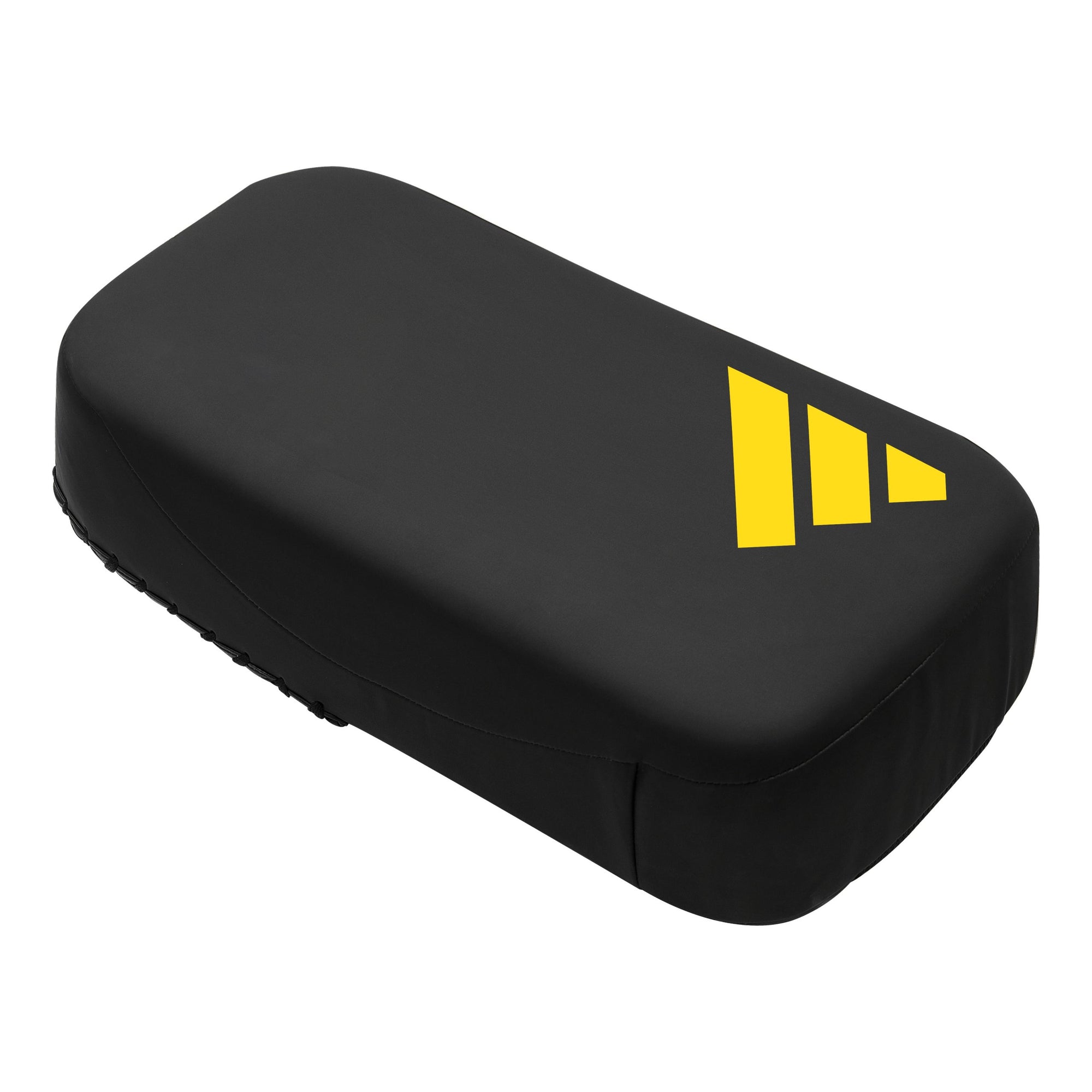 Black case with yellow logo for Adidas x Anderson Silva MMA thigh pad.