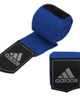 Blue and black adidas boxing hand wraps.