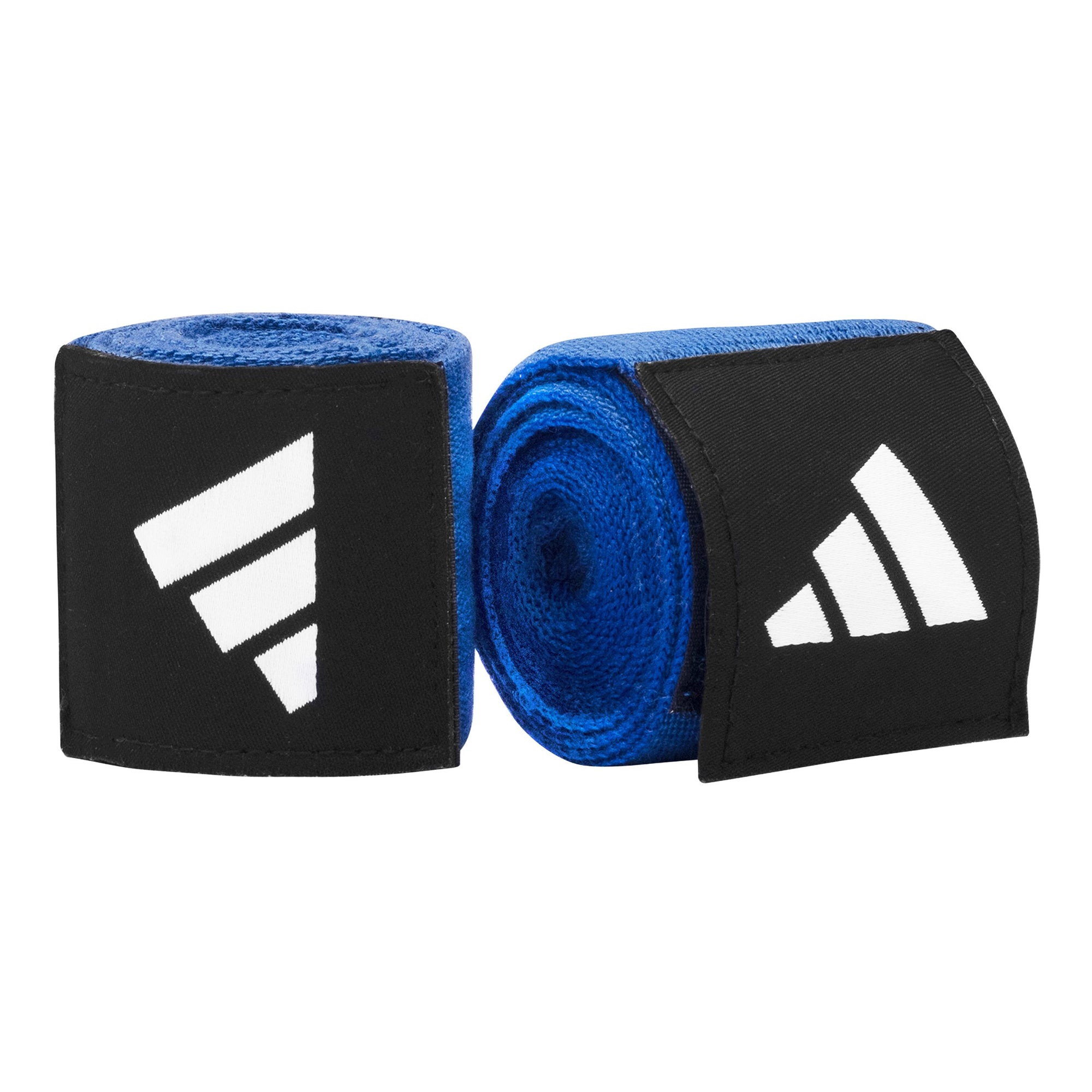 Blue and black hand wraps for boxing, IBA approved.