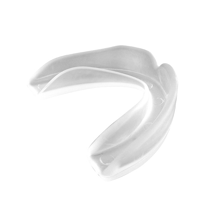 White mouthguard on a plain white background.