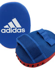 Blue and red pad with a white logo for adidas boxing kit.