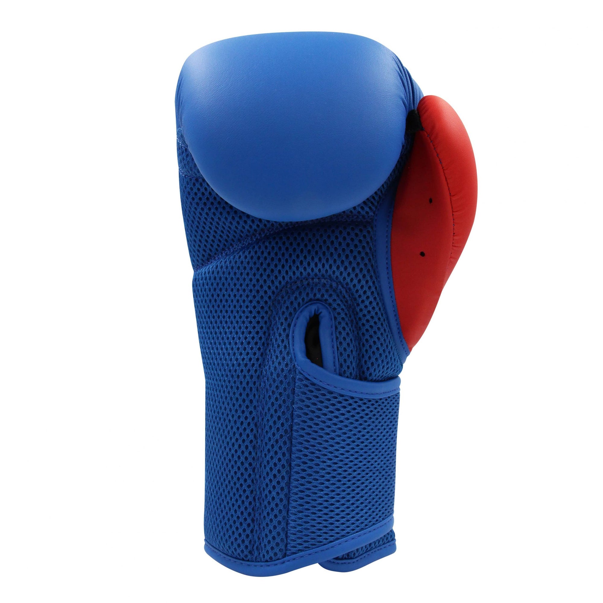 A blue and red kids&#39; boxing glove.