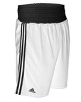 White and black adidas boxing shorts, IBA approved, size M.