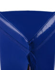 Blue adidas corner pad with tie, close-up.