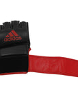 Black and red adidas grappling training glove, large size.