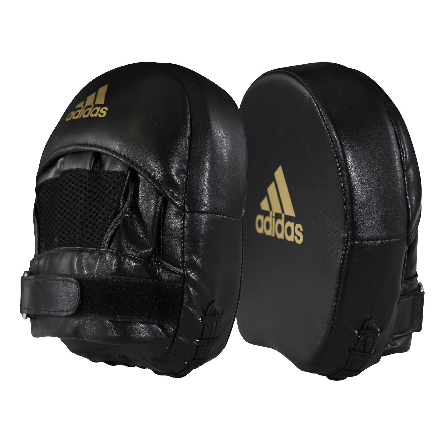 Pair of black boxing pads.