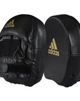 Pair of black boxing pads.