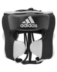 Adidas Hybrid 150 black and white headgear for boxing.