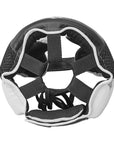 Black and white boxing helmet.