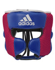 Blue and red boxing headgear.