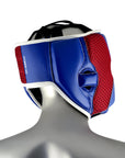 Head guard displayed on a mannequin.