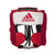 Red and white Adidas Hybrid 150 boxing headgear.