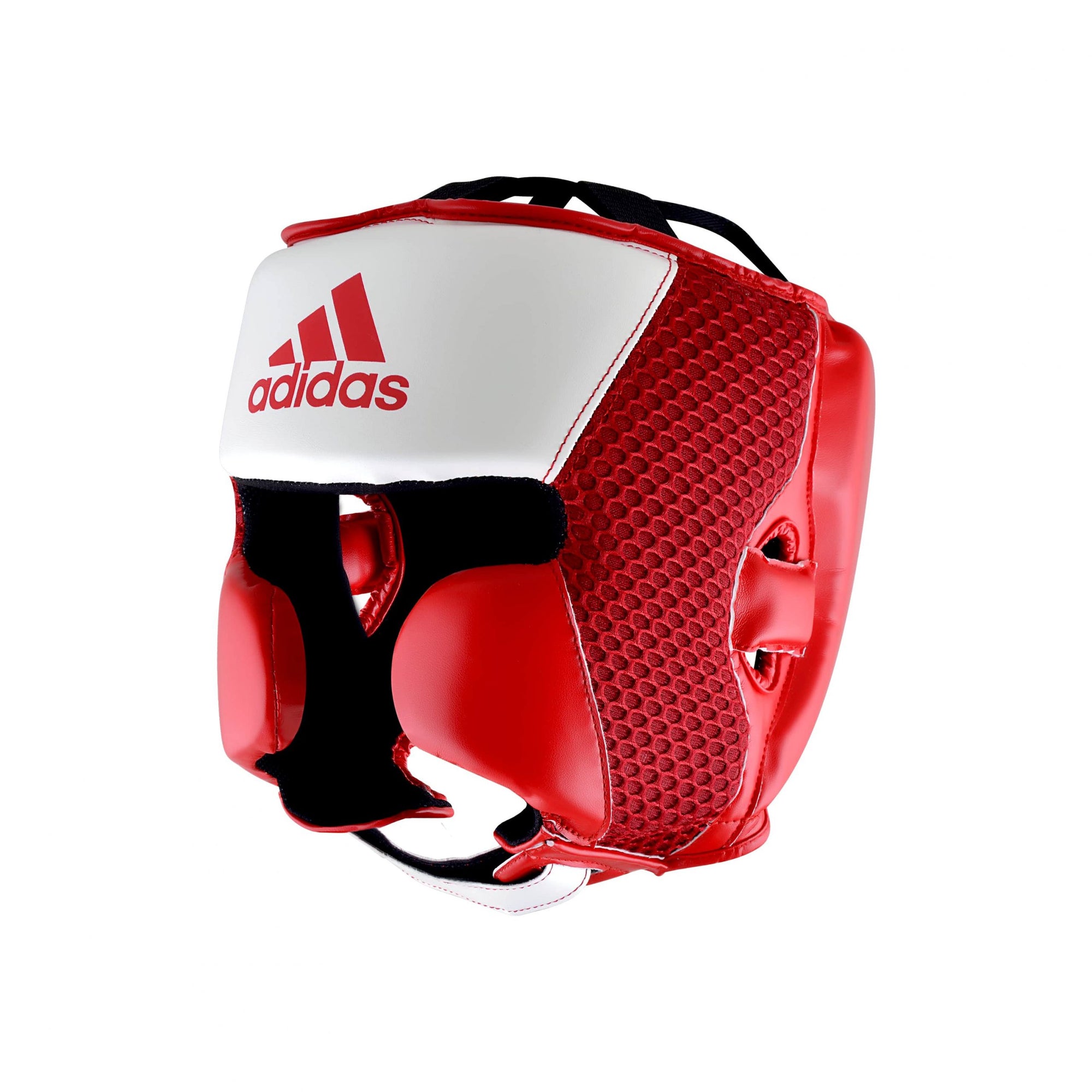 Adidas boxing helmet in red and white color.