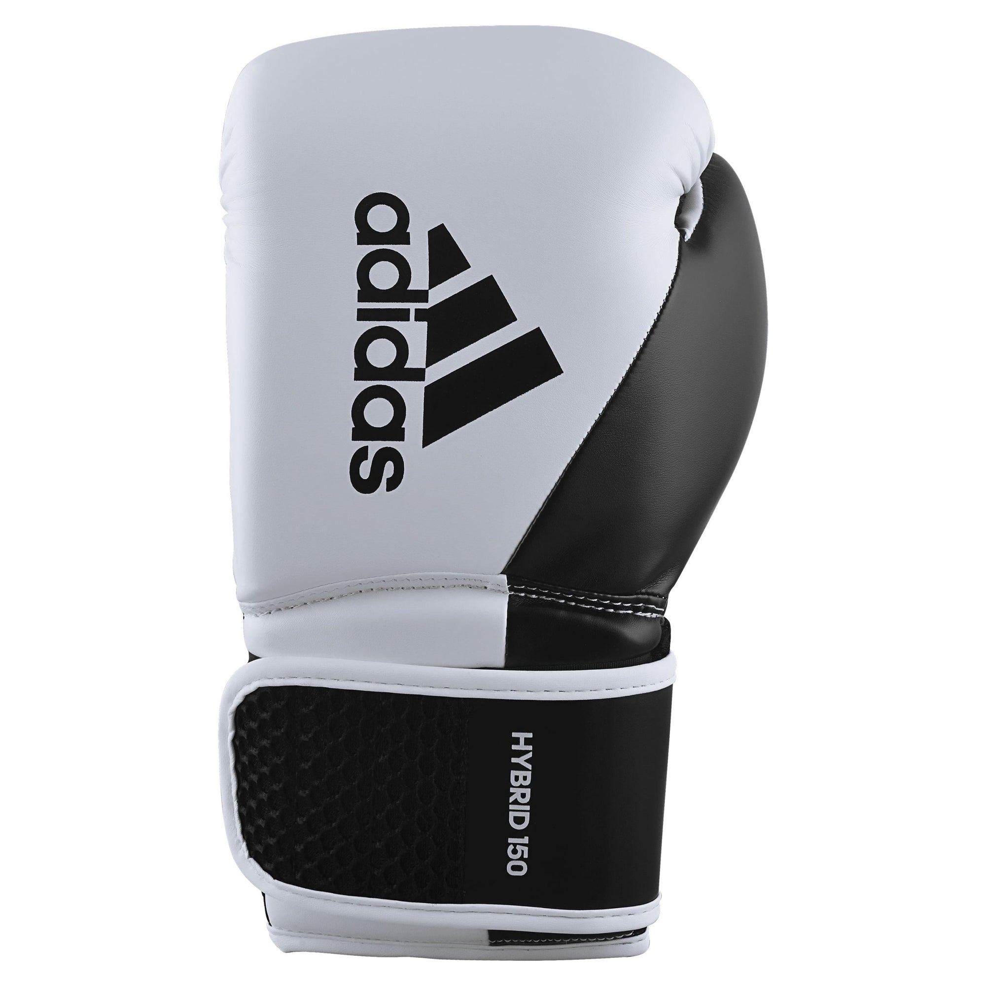 Adidas boxing glove with brand logo in black and white.