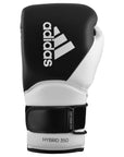 Black and white adidas Hybrid 350 Elite boxing glove, 14 oz.