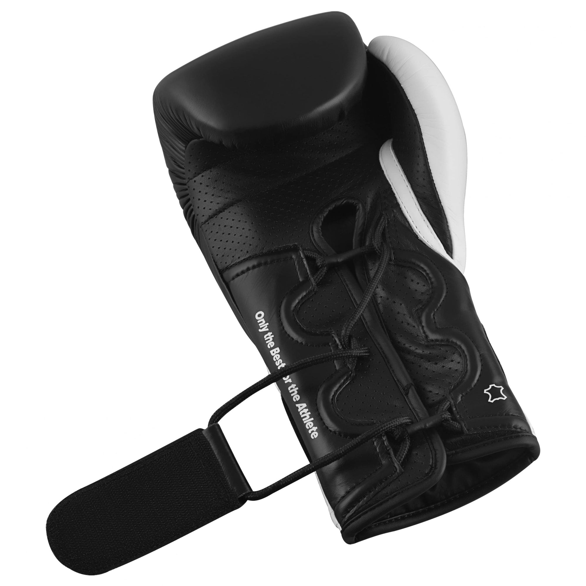 Black and white adidas boxing glove, 12 oz size.