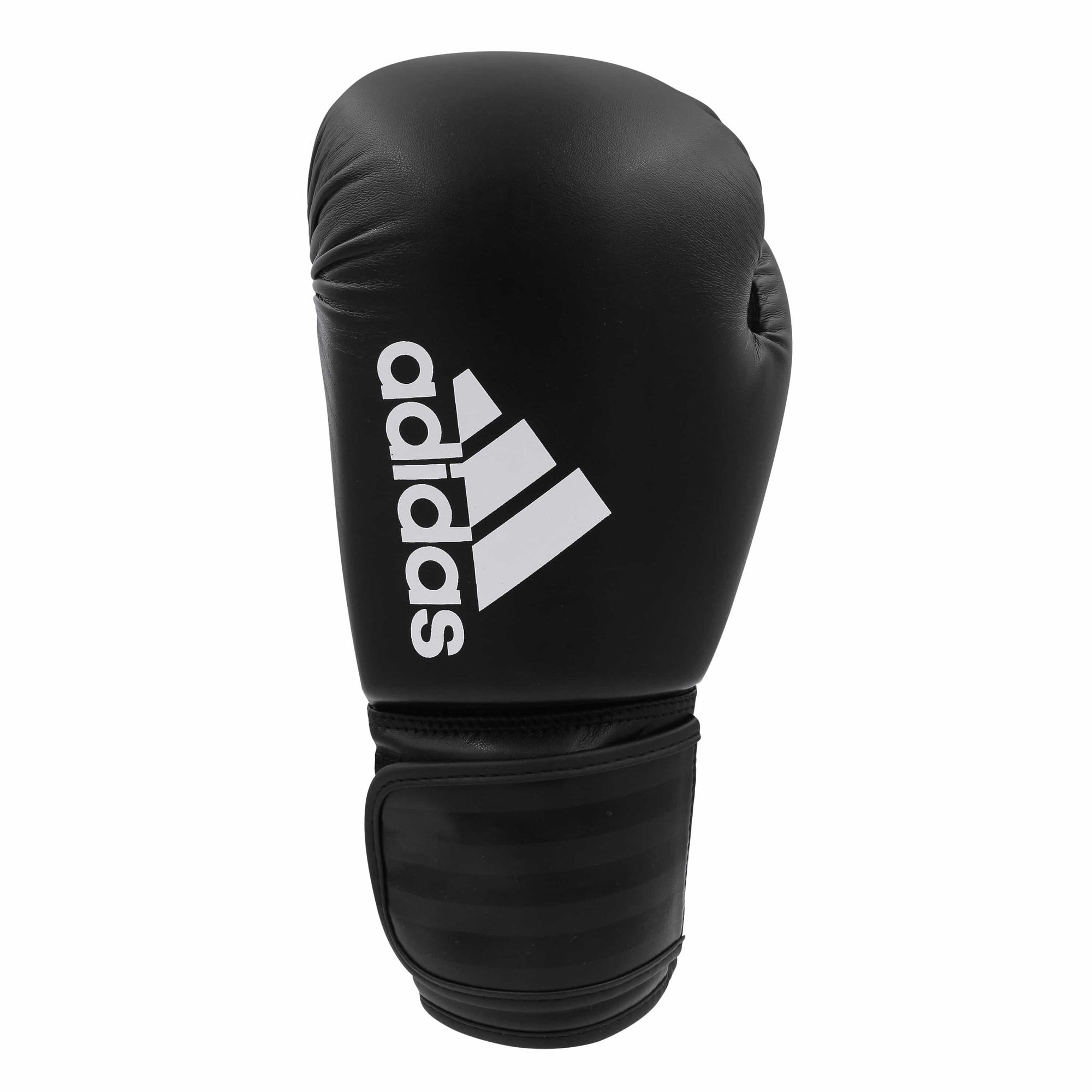 Black adidas boxing glove with white logo.