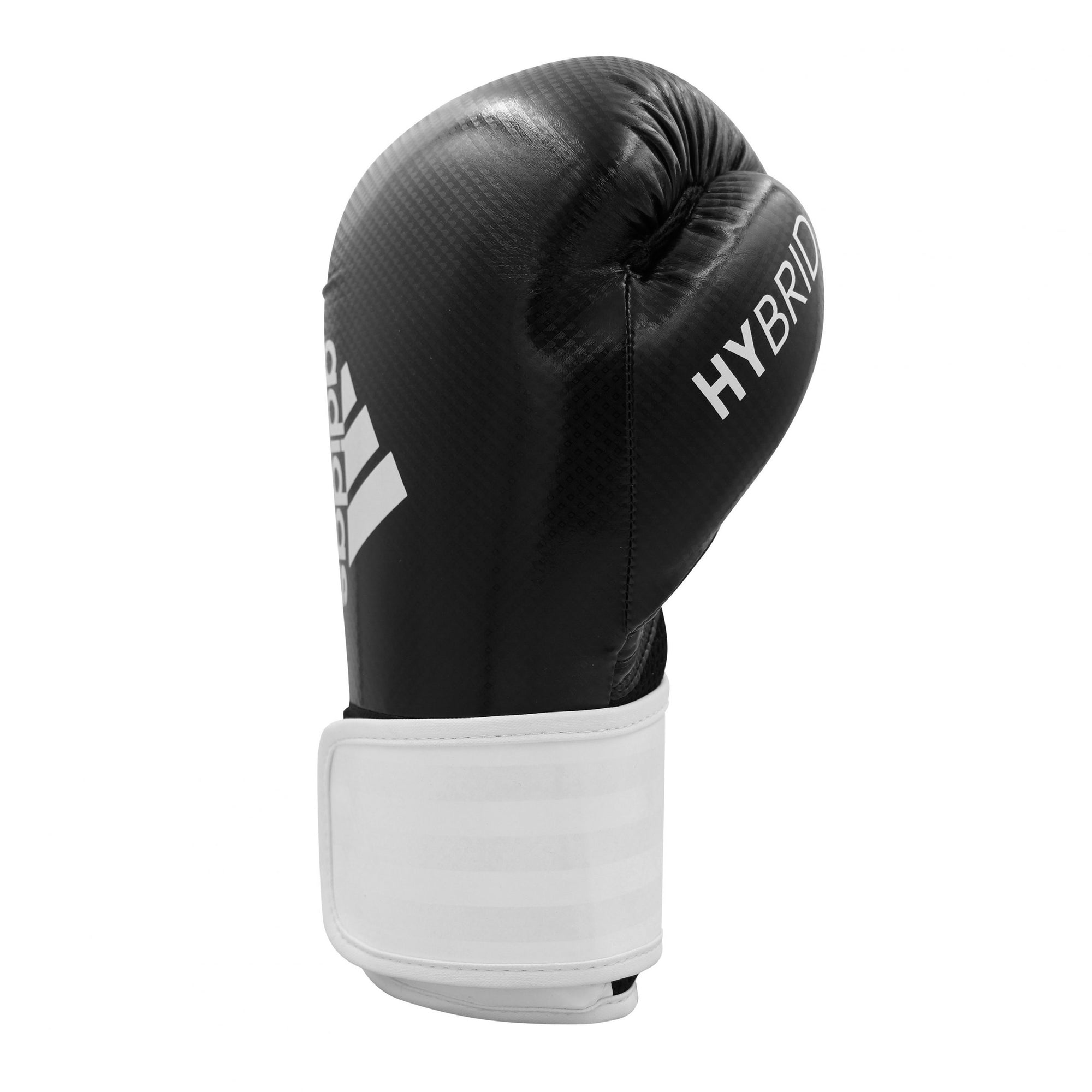 Black and white adidas Hybrid 65 boxing glove.