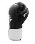 Black and white adidas Hybrid 65 boxing glove.