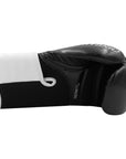 Black and white adidas Hybrid 65 boxing glove, 16 oz.