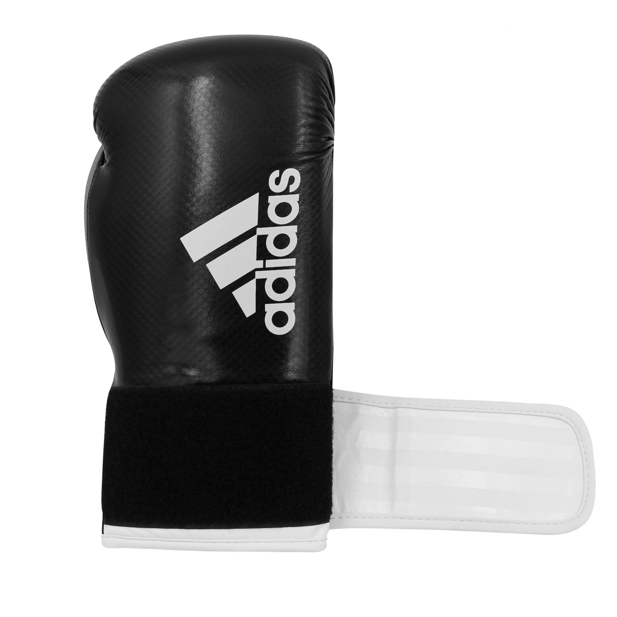 Black boxing glove with white stripes, adidas Hybrid 65, 12 oz.