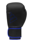 Black Adidas Hybrid 80 glove with blue trim, 6 oz.