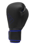 Black and blue Adidas Hybrid 80 boxing glove, 12 oz weight.