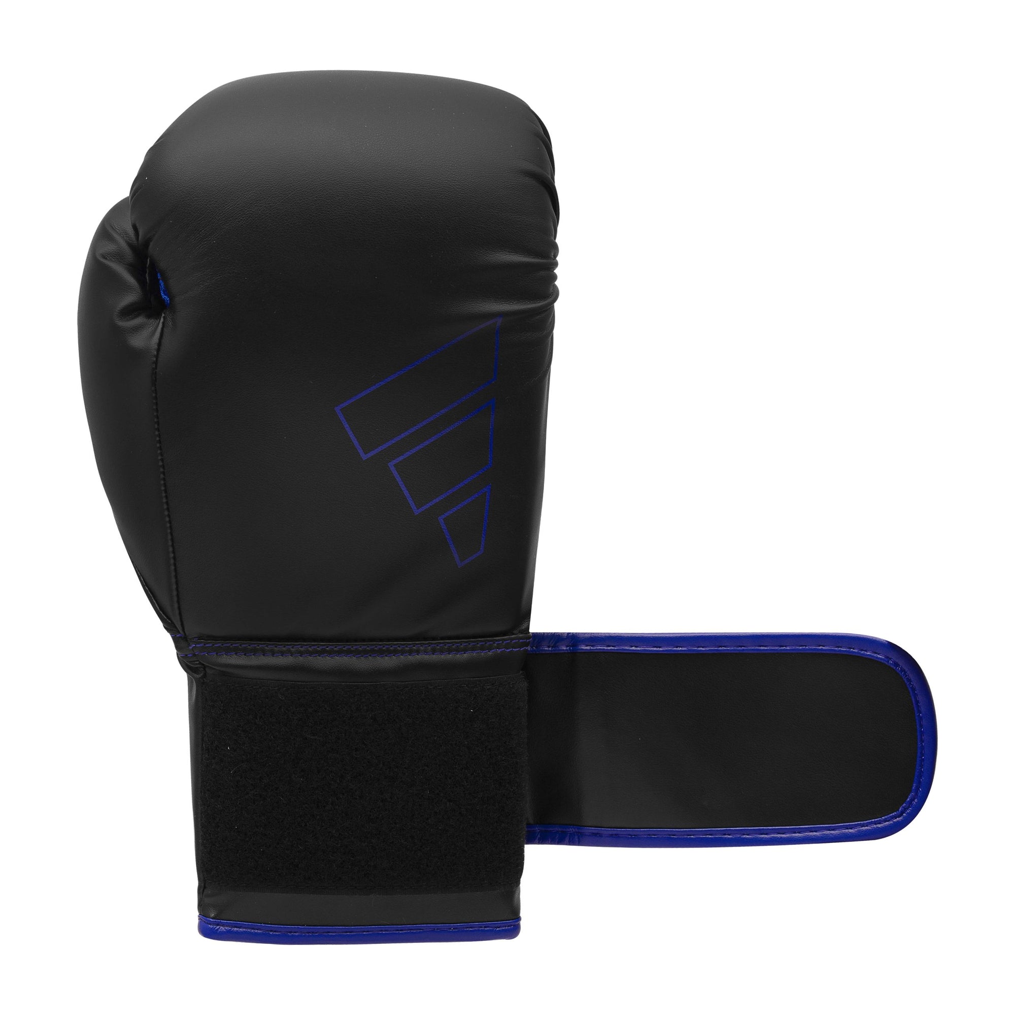 Black and blue Adidas Hybrid 80 boxing glove, 6 oz weight.