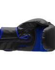 Black and blue Adidas Hybrid 80 training boxing glove for 14 oz weight.