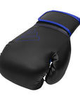 Black and blue Adidas Hybrid 80 boxing glove, 14 oz weight.