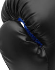 Close-up of black Adidas Hybrid 80 training boxing glove for 12 oz weight.