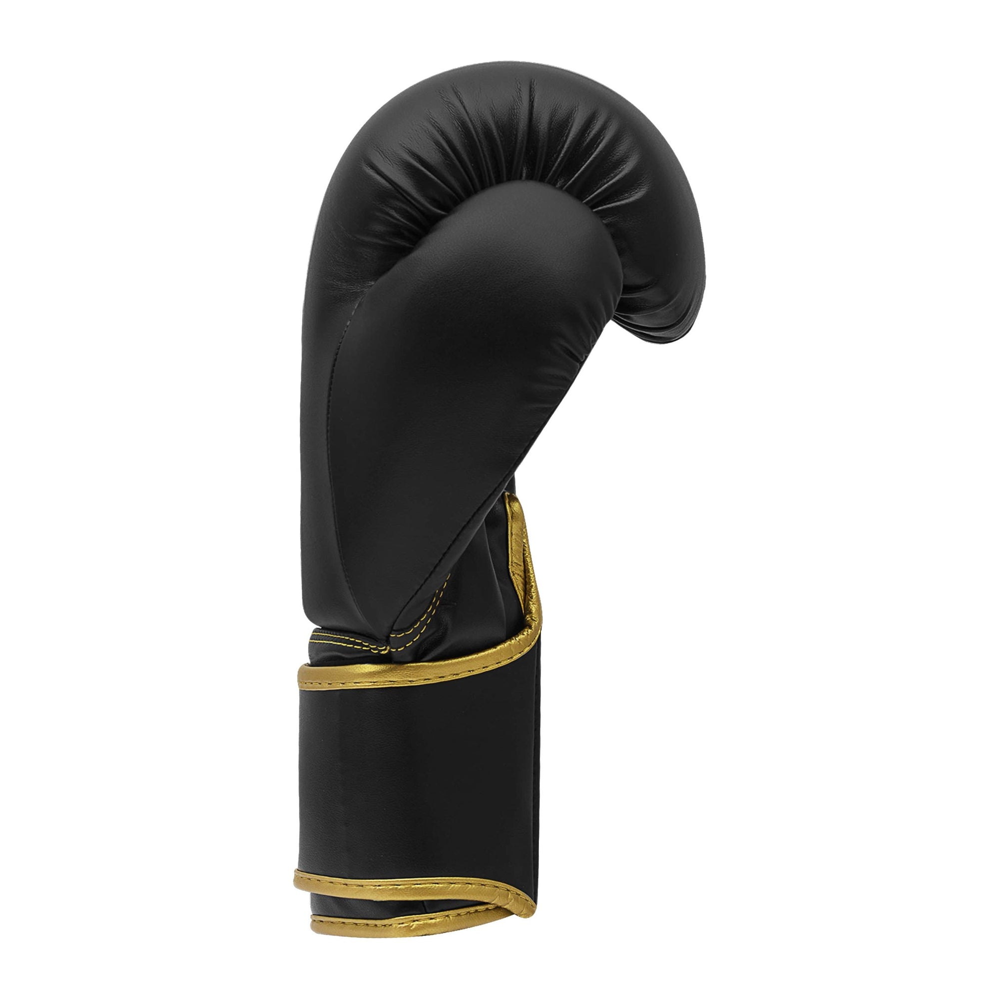 Black boxing glove with gold trim, Adidas Hybrid 80, 8 oz.