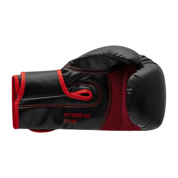 Black and red Adidas Hybrid 80 boxing glove, 8 oz.