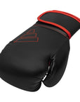 Black boxing glove with red trim, Adidas Hybrid 80, 10 oz.