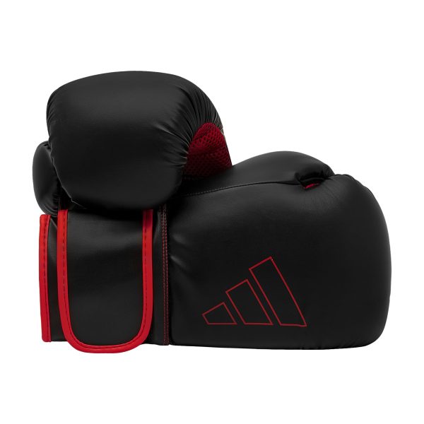 Black and red boxing gloves, Adidas Hybrid 80, 12 oz.